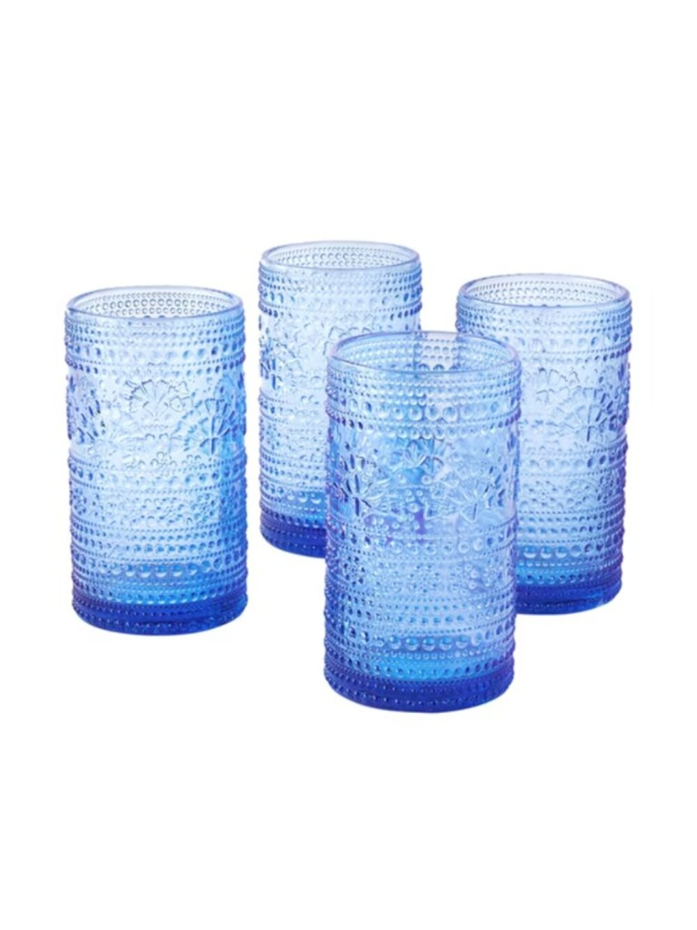 The Pioneer Woman Home Blue Drinkware 4 Pcs Floral Channing Glass Tumblers Set